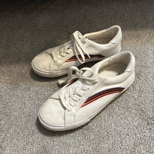 Madewell White Sneakers with Rainbow Stripes